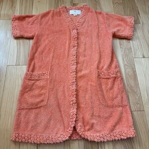 Vintage Stan Herman Button Front Short Sleeve Cotton Chenille Robe